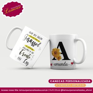 Caneca Personalizada Letra Inicial AZ Floral