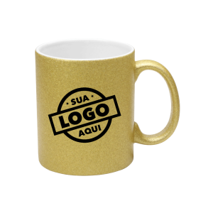 Caneca Personalizada com Glitter Dourado