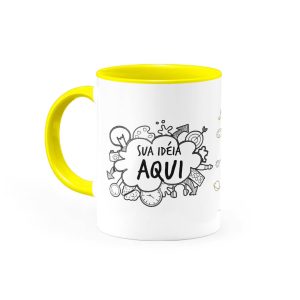 Caneca Personalizada com Alça e Interior Amarela