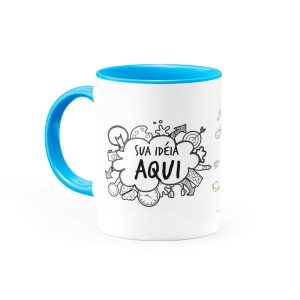 Caneca Personalizada com Alça e Interior Azul Claro