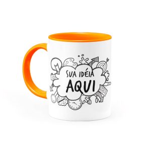 Caneca Personalizada com Alça e Interior Laranja