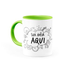Caneca Personalizada com Alça e Interior Verde Claro